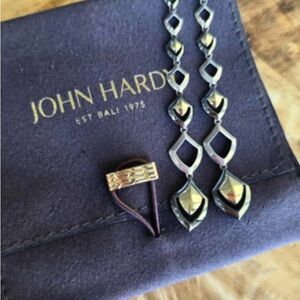 JOHN HARDY Palu 18K Gold Sterling Silver Drop Dangling Earrings Long